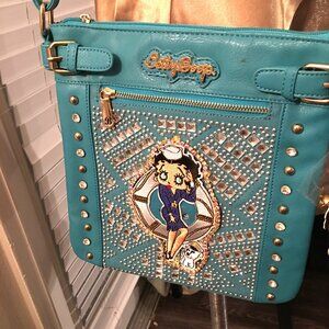 Betty Boop Sailor Aqua Crossbody Rhinestone Purse